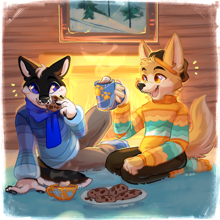 Пёсики в снежный день