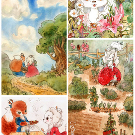 Фрагменты. Иллюстрации к сказке о приключениях Нинон и Марго.
