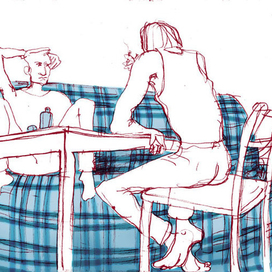 Синий диван