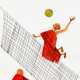 буддисты играют в волейбол