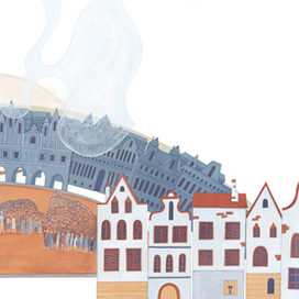 Иллюстрация к книге С. Прокофьевой "Лоскутик и облако" - удивительное происшествие на закате