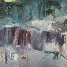 горы в снегу.этюд