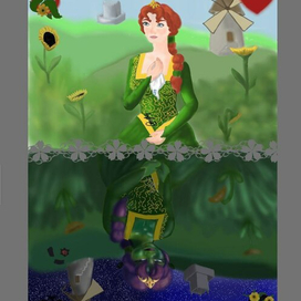 Фан-арт Принцессы Фионы из Шрека в виде игральной карты