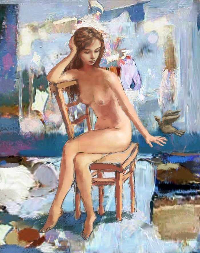 Обнаженная в обстановке капремонта