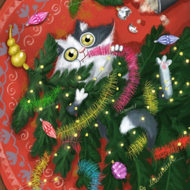 Котик и елка