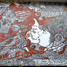 "Русалка с рыжими волосами"(Без рамы).