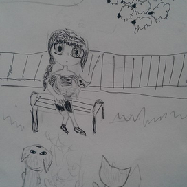 девочка с котенком