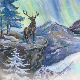 олень на горе
