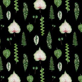 Watercolor leaves pattern