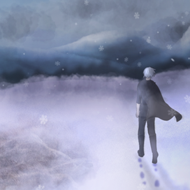 по заснеженной равнине 