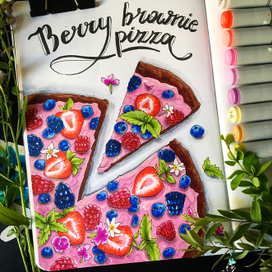 Berry brownie pizza