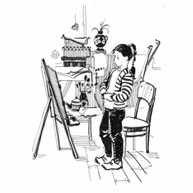 перед мольбертом (зарисовка в изостудии)