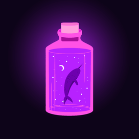 Jar with stars and violet whale