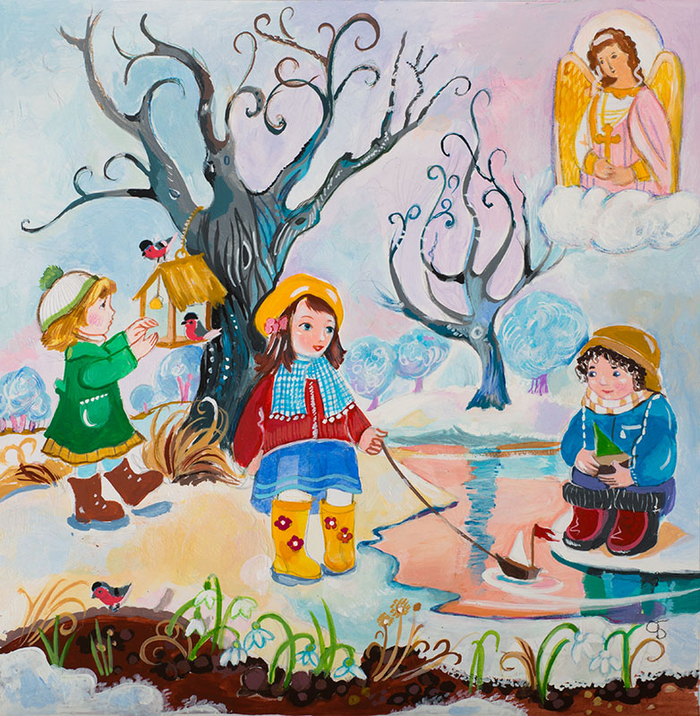 Весна. Иллюстрация к детскому календарю.