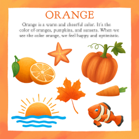 Оранжевая страница для книги "Colors Around Us"