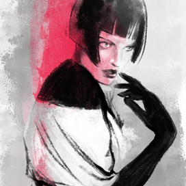 Девушка в черных перчатках