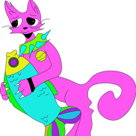 котик с рыбкой