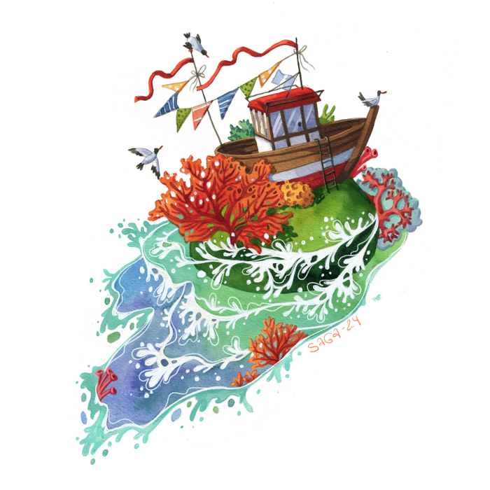 Иллюстрации из серии "Острова в океане"