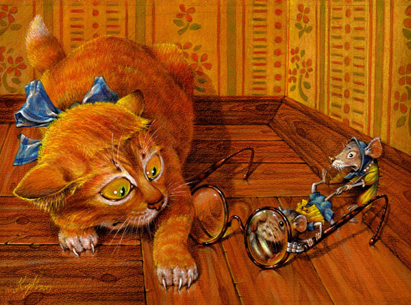 графическая серия «Кошки -Мышки».бумага, акварель, карандаш. 20х30 см