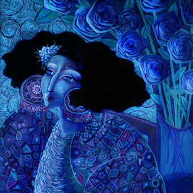 Букет синих роз.