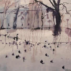 Голуби,бум.акварель.42х59см