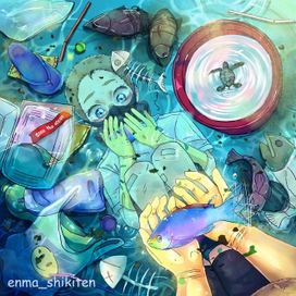 Иллюстрация к проекту "Plastic ocean"