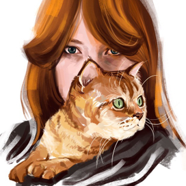 Girl and  cat