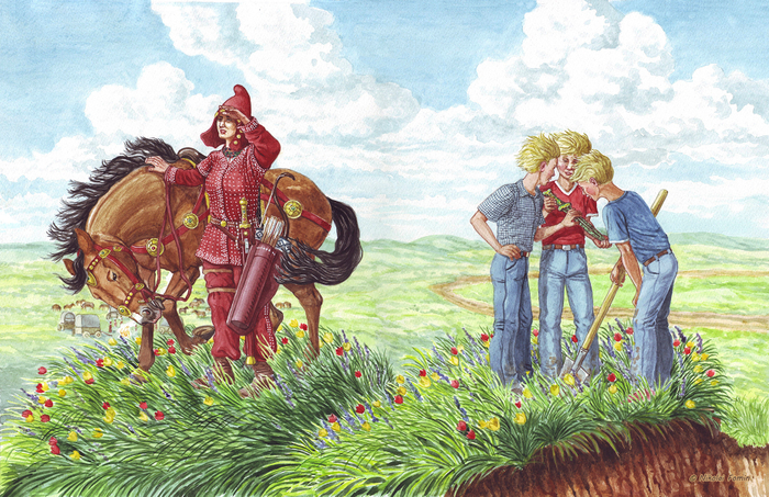 Вот тётенька ищет пропавший кинжал.  Верните, пусть даже он долго лежал.