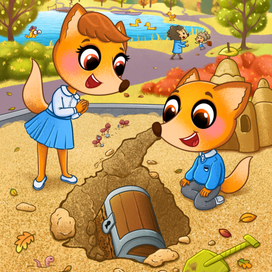 Иллюстрация к книге «Лисёнок Олли ищет клад»