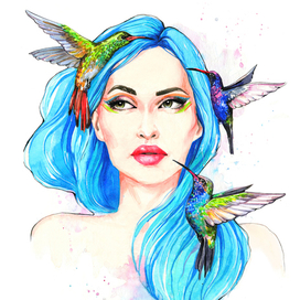 Акварельный фешн портрет