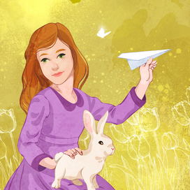 Девочка с кроликом (открытка)