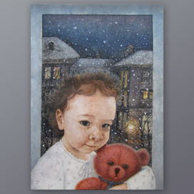 Портрет с фантазийным фоном "А за окном снег"