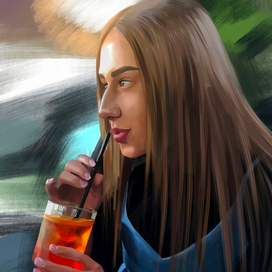Девушка с коктейлем