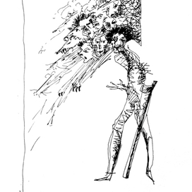 Поэт-бомж читает свои стихи на Тверском бульваре.