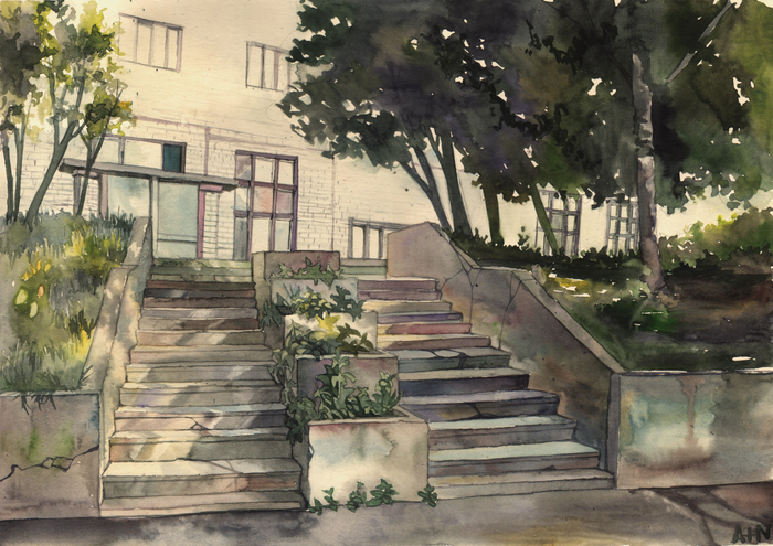 Солнечные лучи на лестнице