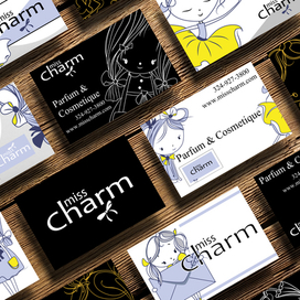 рисованные девчушки на визитках