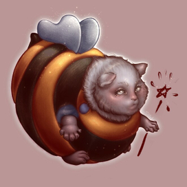 Котенок в костюме пчелы