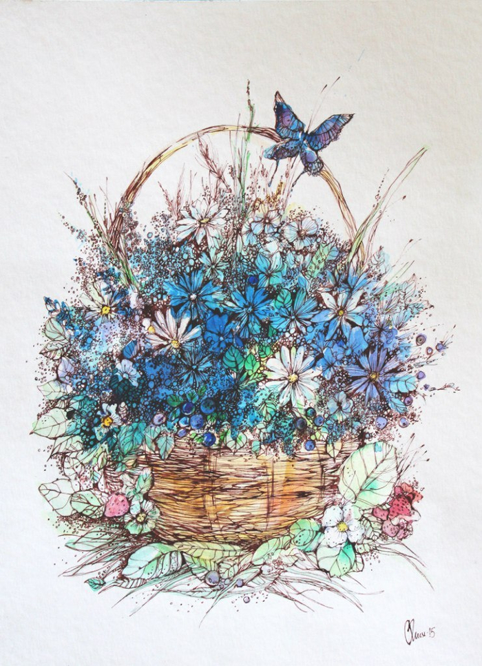 Корзинка с васильками 