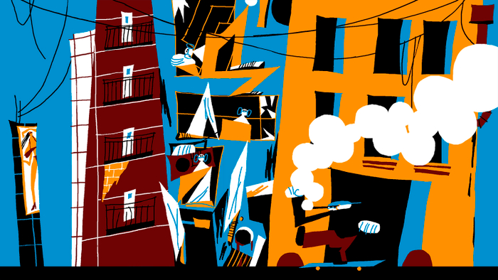 Сцена с автобусом