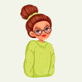 Стилизованная иллюстрация девушки в свитере.