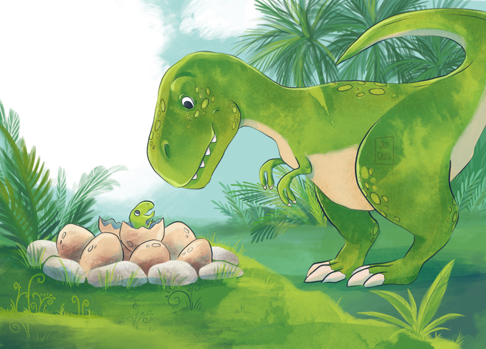 Мама тиранозавр с малышом