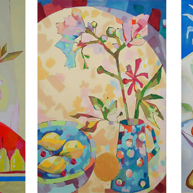 цветы фрукты. триптих