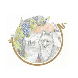 Illustration.I. A. Krylov, "The Fox and the grapes"