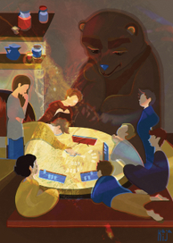 Зимние открытки 2014 - Настольные игры в гостях