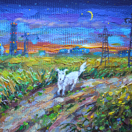 "Домой!" картон, акрил, 16 Х 25, 2015