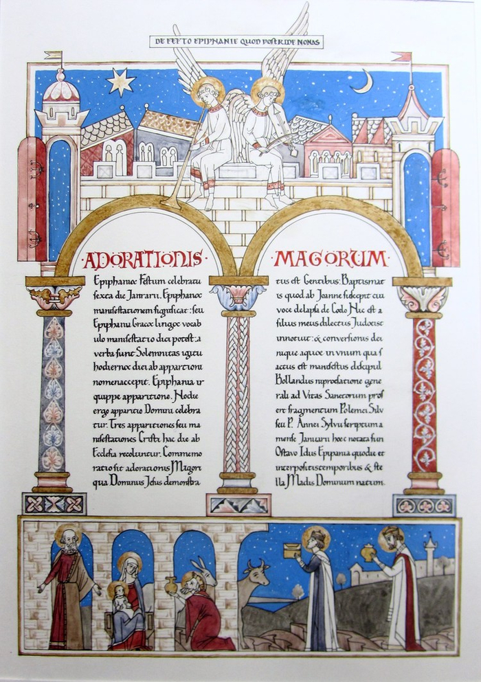 поклонение волхвов. Стилизация под средневековую книгу