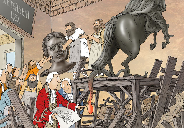 1775 год. Фальконе приступил к отливке памятника Петру I