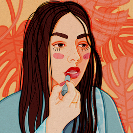 девушка с помадой