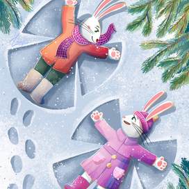 Зайчики на снегу