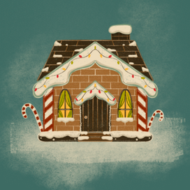 Открытка новогодняя. Пряничный человечек